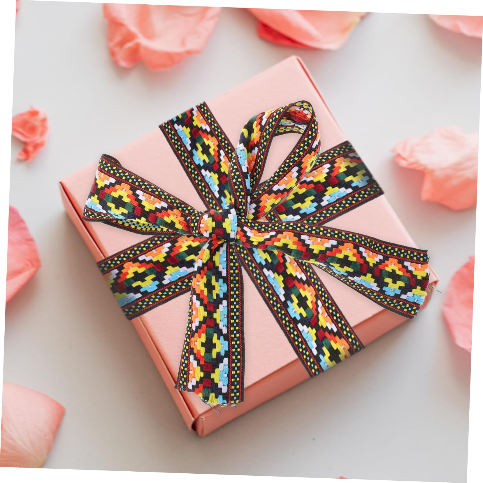 Gadpiparty 2 Rollen Ethnisches Jacquard Webband Rolle Dekoratives DIY Bastelband Zweifarbiges Langlebiges Geschenkverpackungsband Vielseitig für Party und Geschenkdeko Blau
