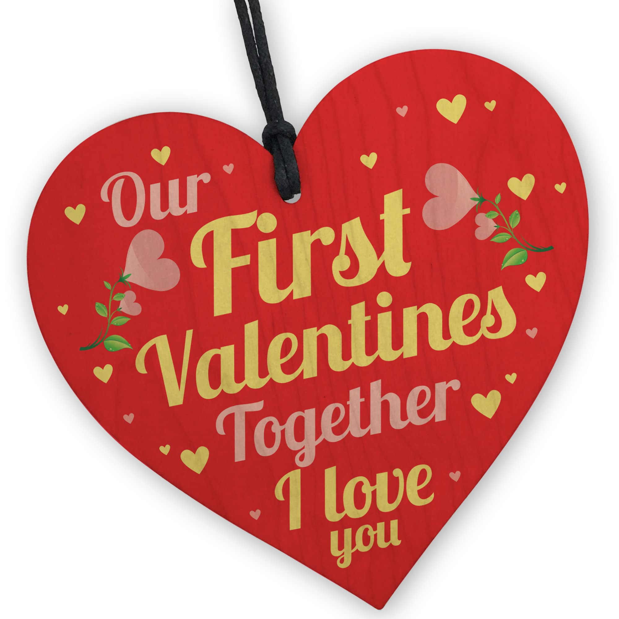Red Ocean First 1st Valentines Gift Wood Heart First Valentines Together Gift For Girlfriend Boyfriend Keepsake