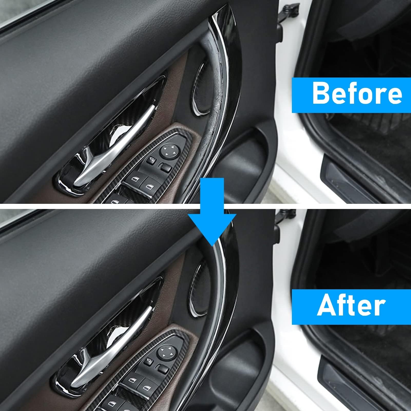 2PCS Compatibile con Maniglia Porta Interna BMW Serie 3 F30 F31 F34 F80 Maniglie Interne Sinistra+Maniglia Della Porta Destra per Serie 4 F32 F33 F36 F82 F83 (Nero)