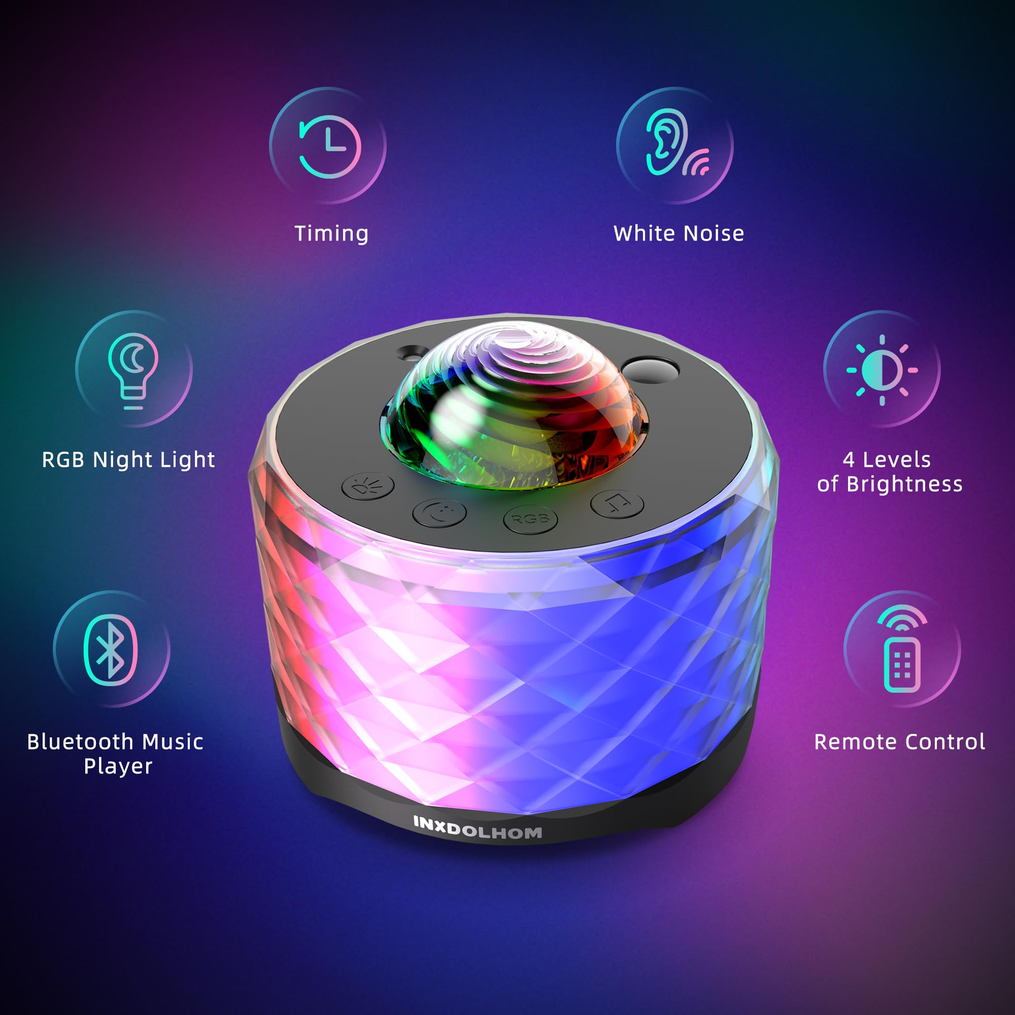 Proiettore Galaxy, 3 in 1 RGB Musica Aurora, luce notturna con altoparlante Bluetooth e rumore bianco, per bambini, adulti, decorazioni per la casa (M67-BLACK)