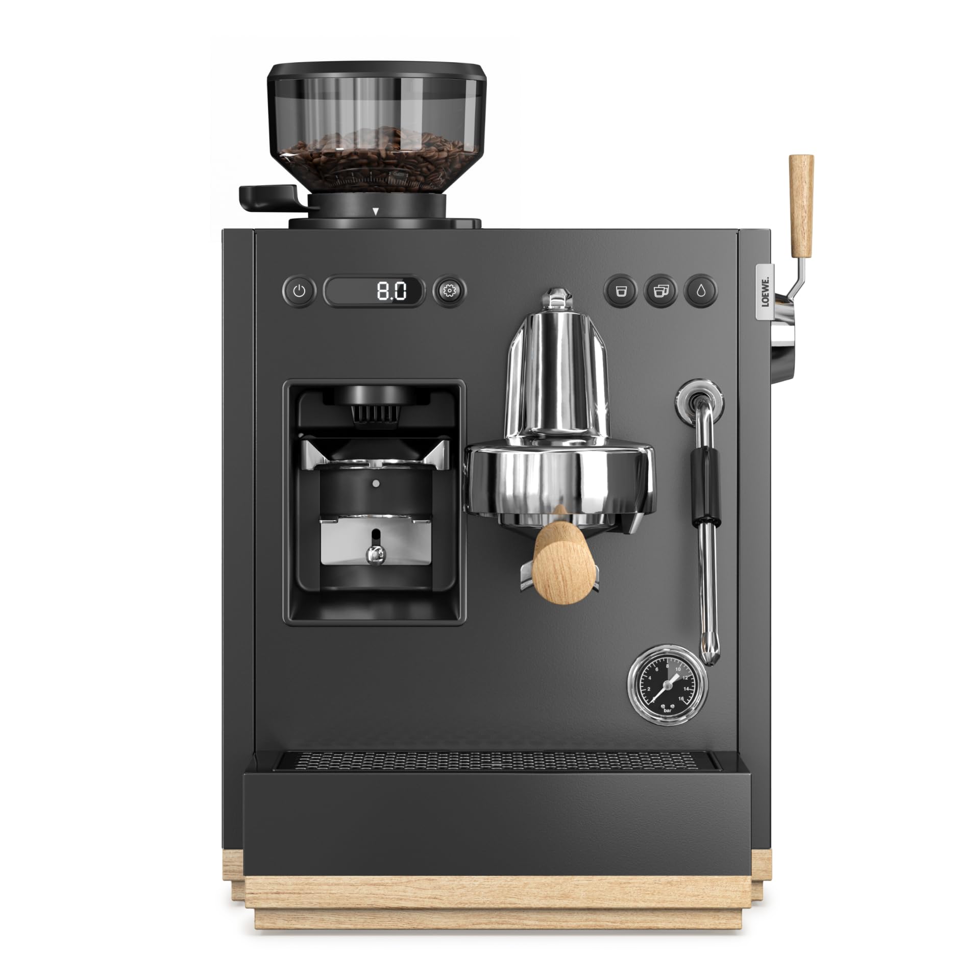 Loewe Macchina Espresso con Montalatte e Macinino, Estrattore 15 Bar, Tecnologia Termica Avanzata per Caffè Perfetto, Soluzione All-in-One