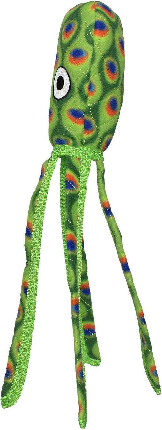TUFFY - World's Tuffest Soft Dog Toy - Ocean- Squeakers - Multiple Layers. Made Durable, Strong & Tough. Interactive Play (Tug, Toss & Fetch). Machine Washable & Floats. (Squid Green, Large 2 Pack)