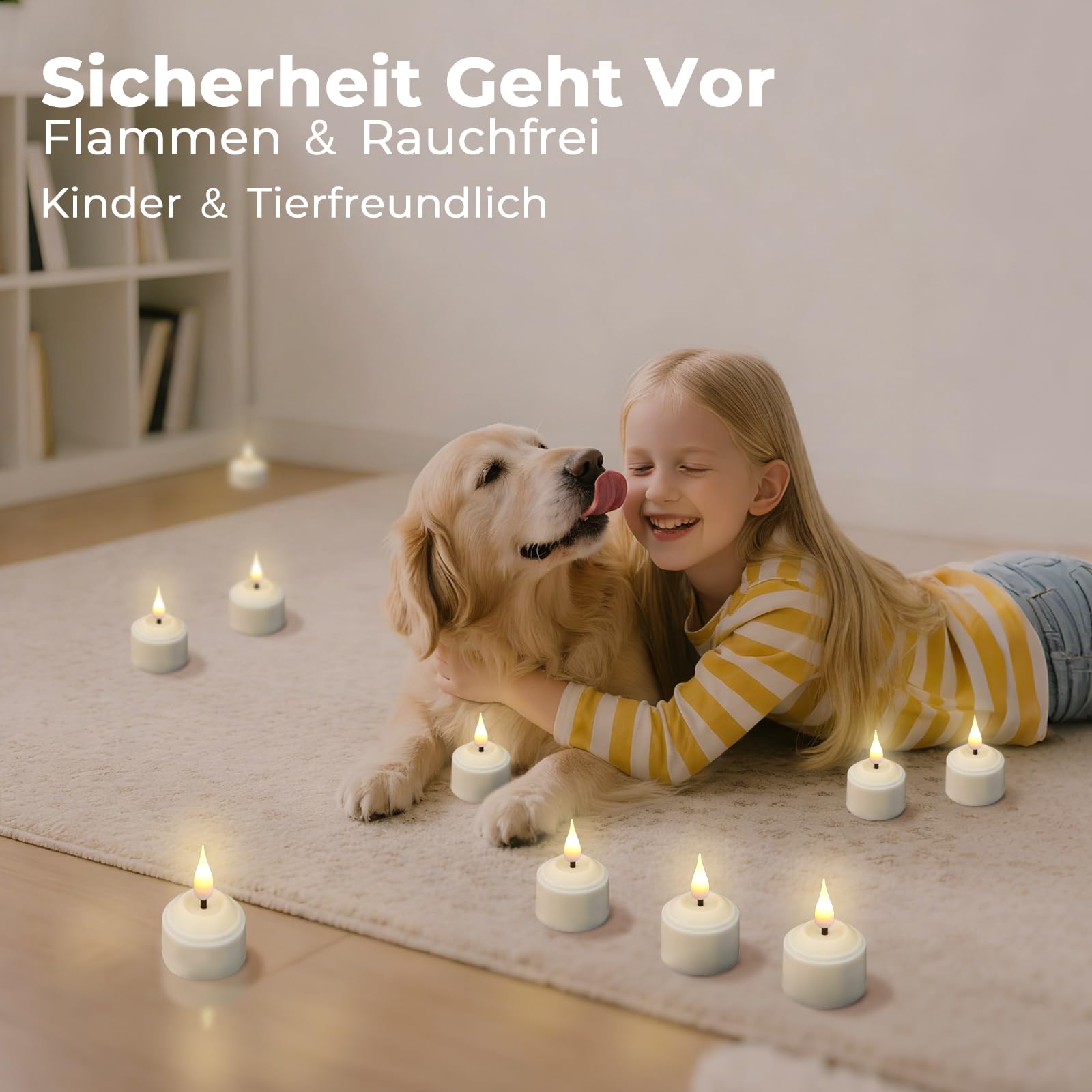 Aufladbare Teelichter mit Timer und Ladestation, LED Teelichter Wiederaufladbar, Kerzen Flackernd für Zimmer Wohnzimmer Halloween Weihnachten Hochzeit Tisch Party Deko (Warme Farbe, 12er Pack)