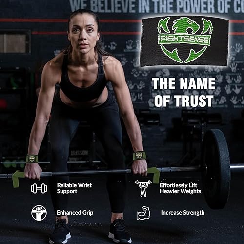 Miniatura 4 de FIGHTSENSE Correas de levantamiento para levantamiento de pesas, correas de muñeca de gimnasio para hombres y mujeres, correas de neopreno