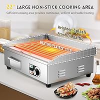 Vista 3 de Moogiantgo - Plancha eléctrica comercial de 22 pulgadas, 1600 W, antiadherente para encimera, acero inoxidable, caja de aceite extraíble
