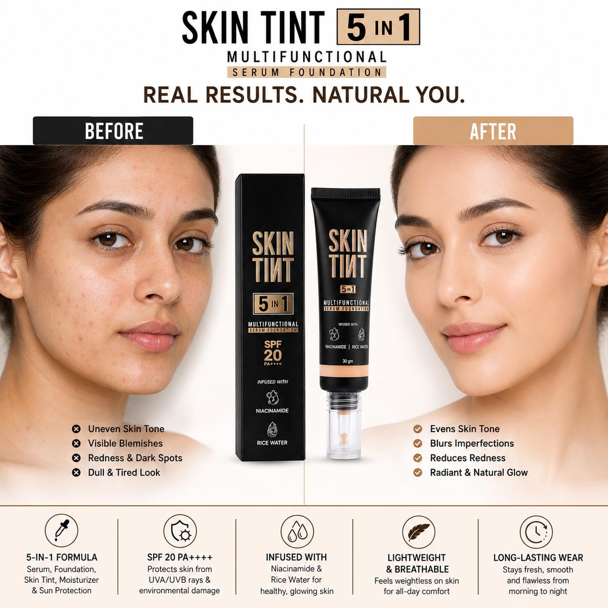 Buy Skin Tint 5-in-1 Multifunctional Serum Foundation, Vanilla