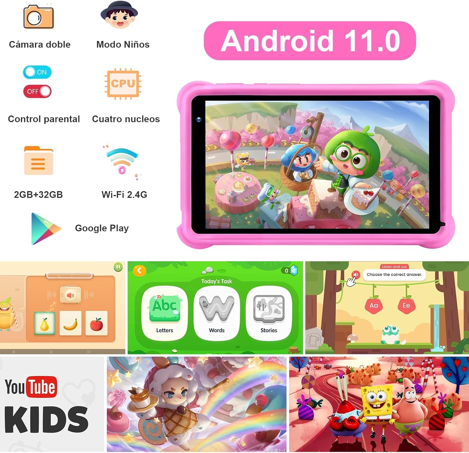 Tablet infantil de 10 pulgadas: tablet qunyiCO de 10 pulgadas para