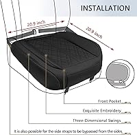 Vista 6 de Paquete de 2 fundas de asiento de automóvil para la parte inferior del asiento delantero del automóvil, protector de cojín de asiento de cuero PU