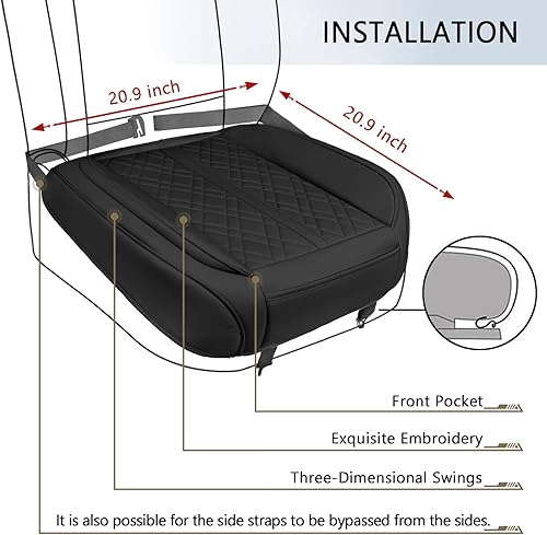 Miniatura 6 de Paquete de 2 fundas de asiento de automóvil para la parte inferior del asiento delantero del automóvil, protector de cojín de asiento de cuero PU