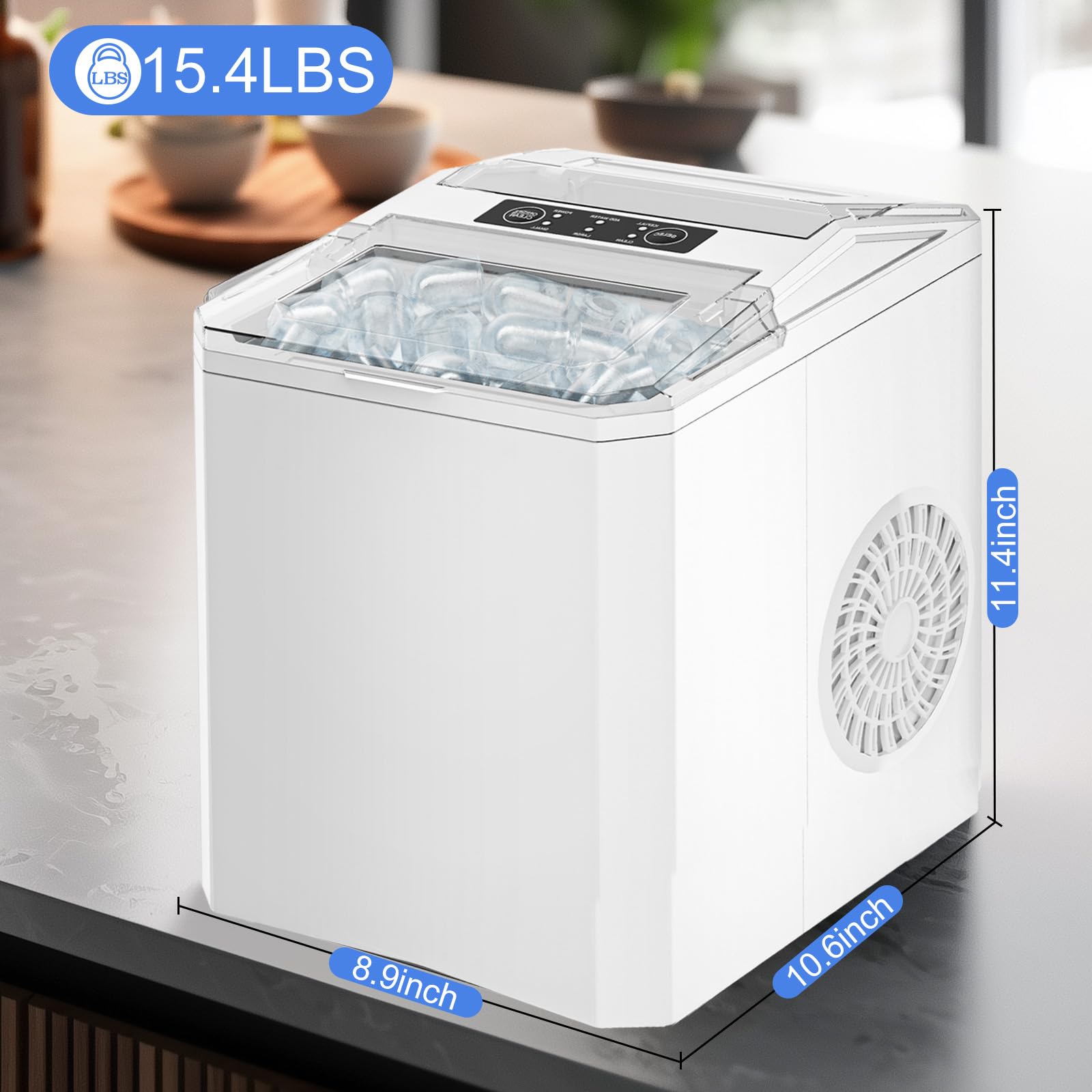 Olixis Ice Maker Machine With Handle,26lbs In 24hrs,9 Ice Cubes In 6 Mins,Auto-Cleaning Portable Ice Maker With Basket And Scoop, Countertop Ice Maker For Home/Kitchen/Camping/RV, Bright Black on Fridge.com - View 5