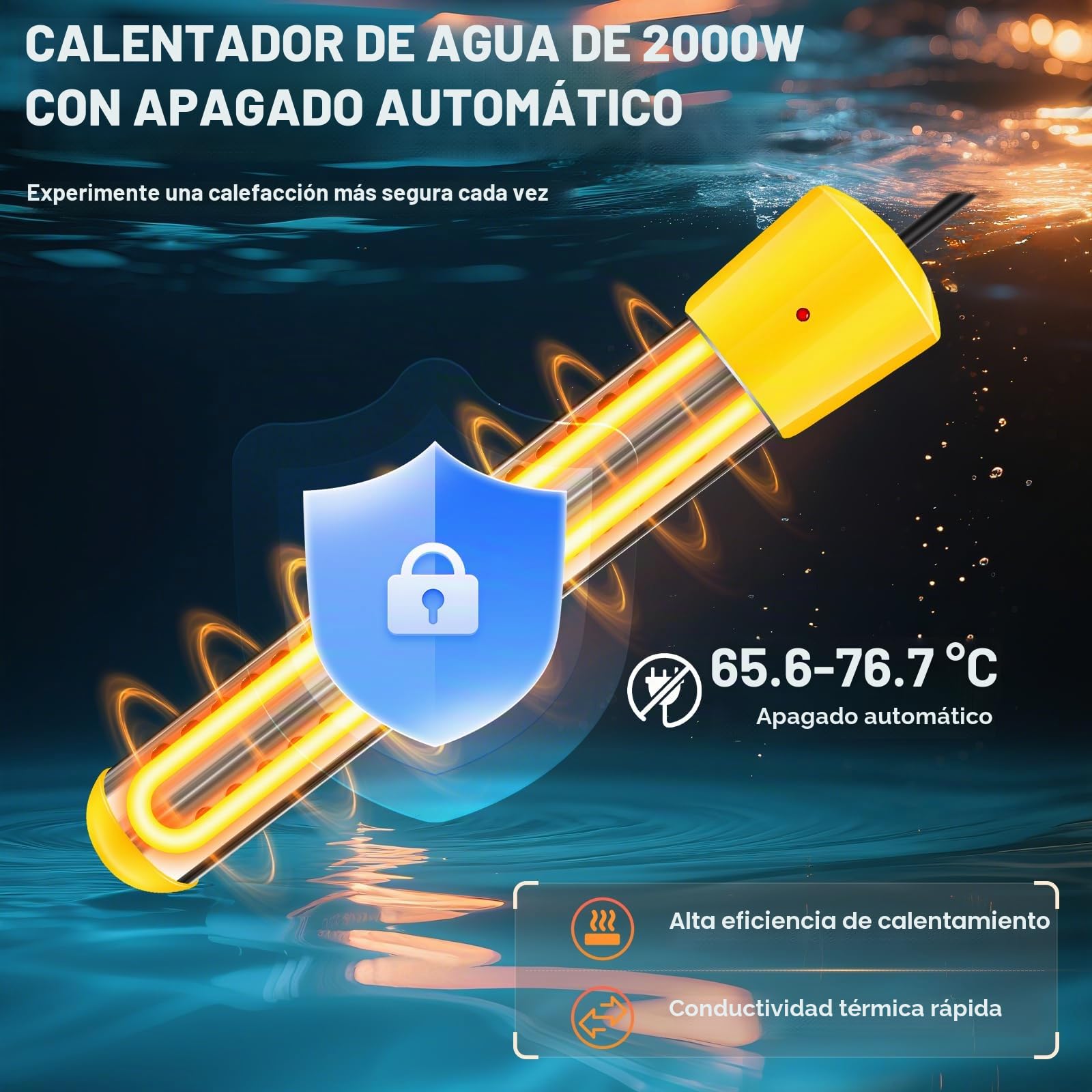 Ducha portátil con calentador, ducha portátil recargable de 6000 mAh para campamento con calentador de apagado automático de 2000 W, 4 modos de pulverización, pantalla LED, bomba de ducha portátil