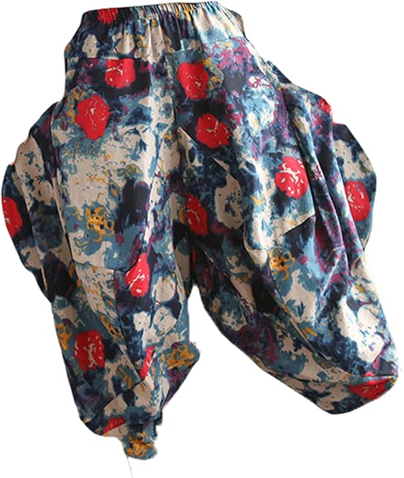 Amazon ガウチョパンツ レディース ワイドパンツ サルエルパンツ Xfd 9分丈 綿麻 ズボン エスニック 綿麻パンツ カジュアルパンツ 大きいサイズ ゆったり 無地 清涼な着心地 ポケット リゾート ゆったり シンプル 春夏 衣装 柄 F ゆるっと 変形 ダボダボ カプリ