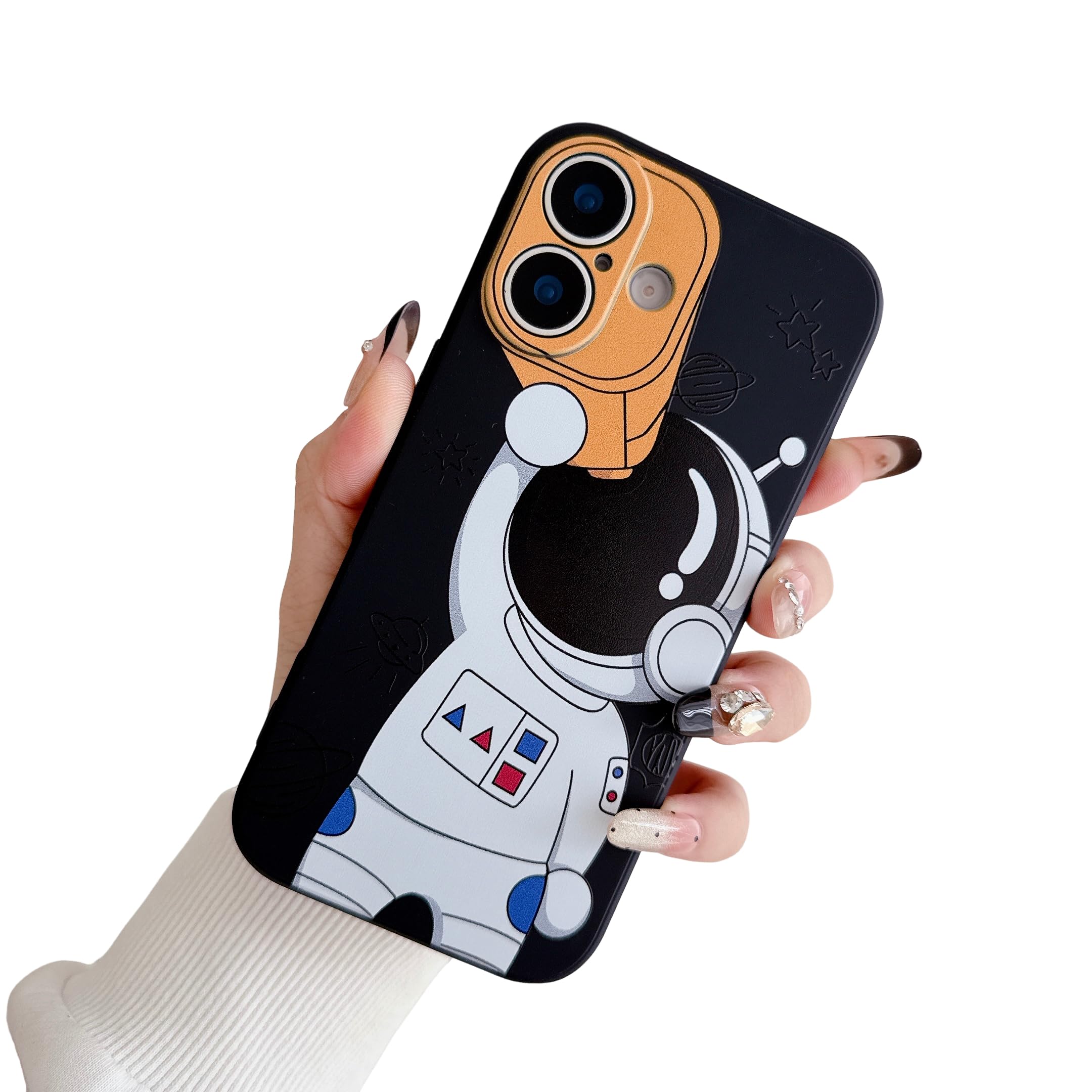 Yonds Queen Bonita funda para iPhone 17, diseño de astronauta espacial de dibujos animados, elegante, parachoques suave, goma TPU, antideslizante, a prueba de golpes, funda creativa (telescopio negro
