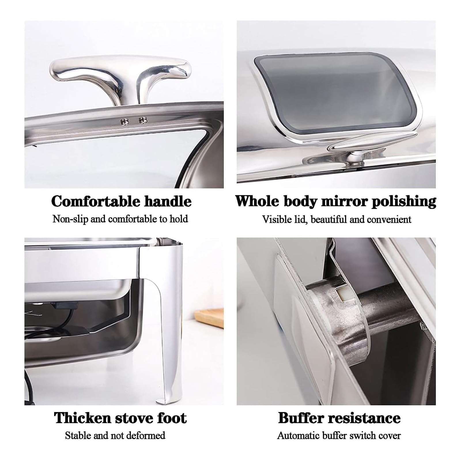 Platos de acero inoxidable, calentador de alimentos comercial de 9 L con 3 bandejas de calentamiento para fiestas, catering, bufés y cenas en casa, ideal para servicio de vacaciones