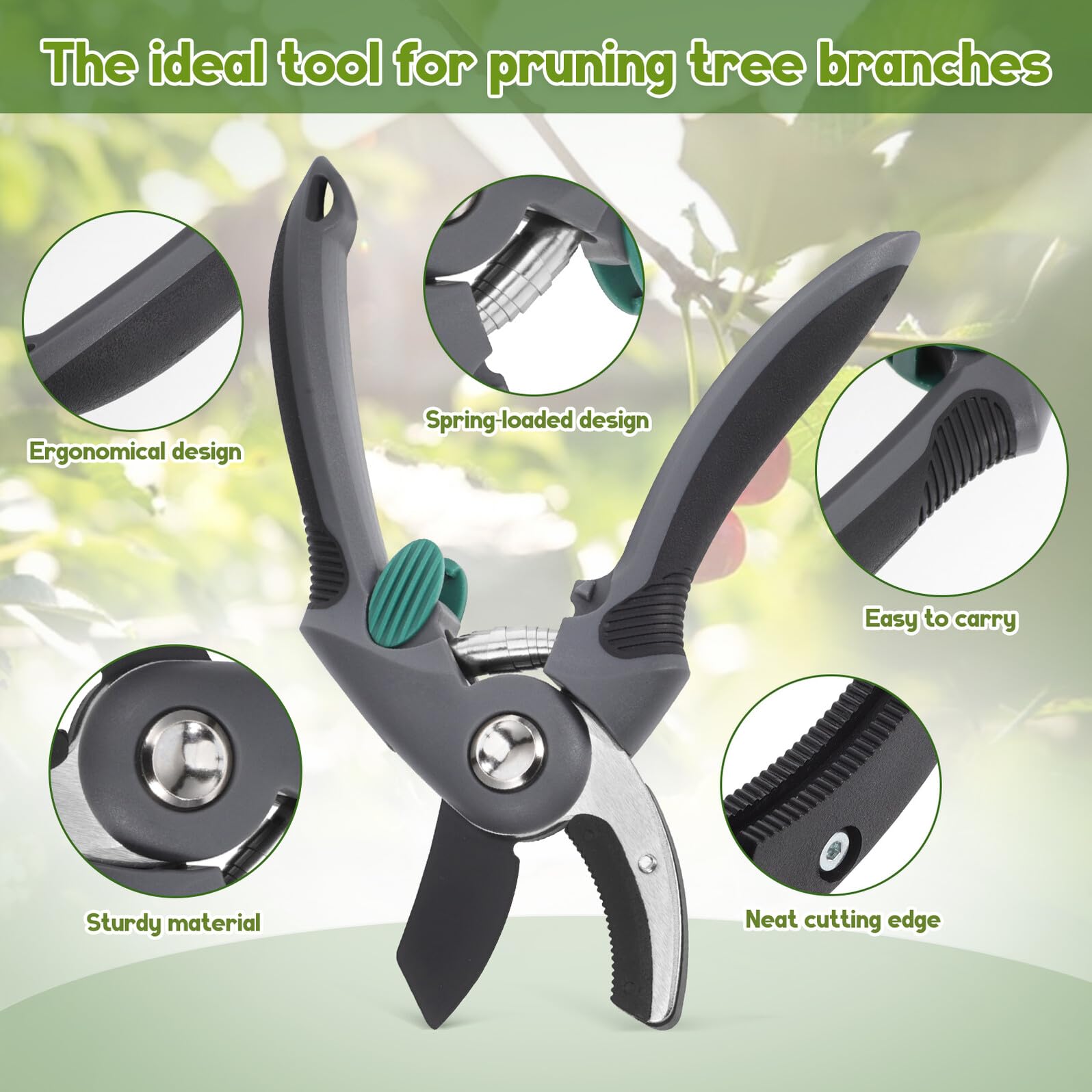 Cesoi per Potatura Molla Utensili Manuali per Giardinaggio Cesoie Robuste in Acciaio per Bonsai e Siepi Cesoie Ergonomiche per Taglio Rami Forniture da Giardino
