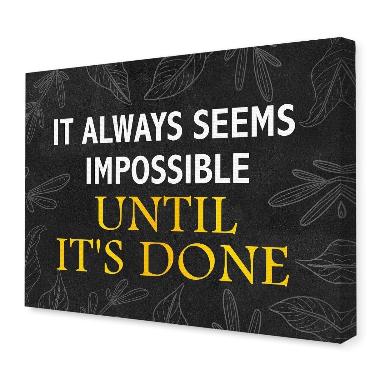 KCDFDVJFBM Motivational Canvas Wall-Art, It Always Seems Impossible Until Its Done Inspirational Quote, Home Office Bedroom Poster, Uplifting Decor(Unframed,12x18inch(30x45cm))