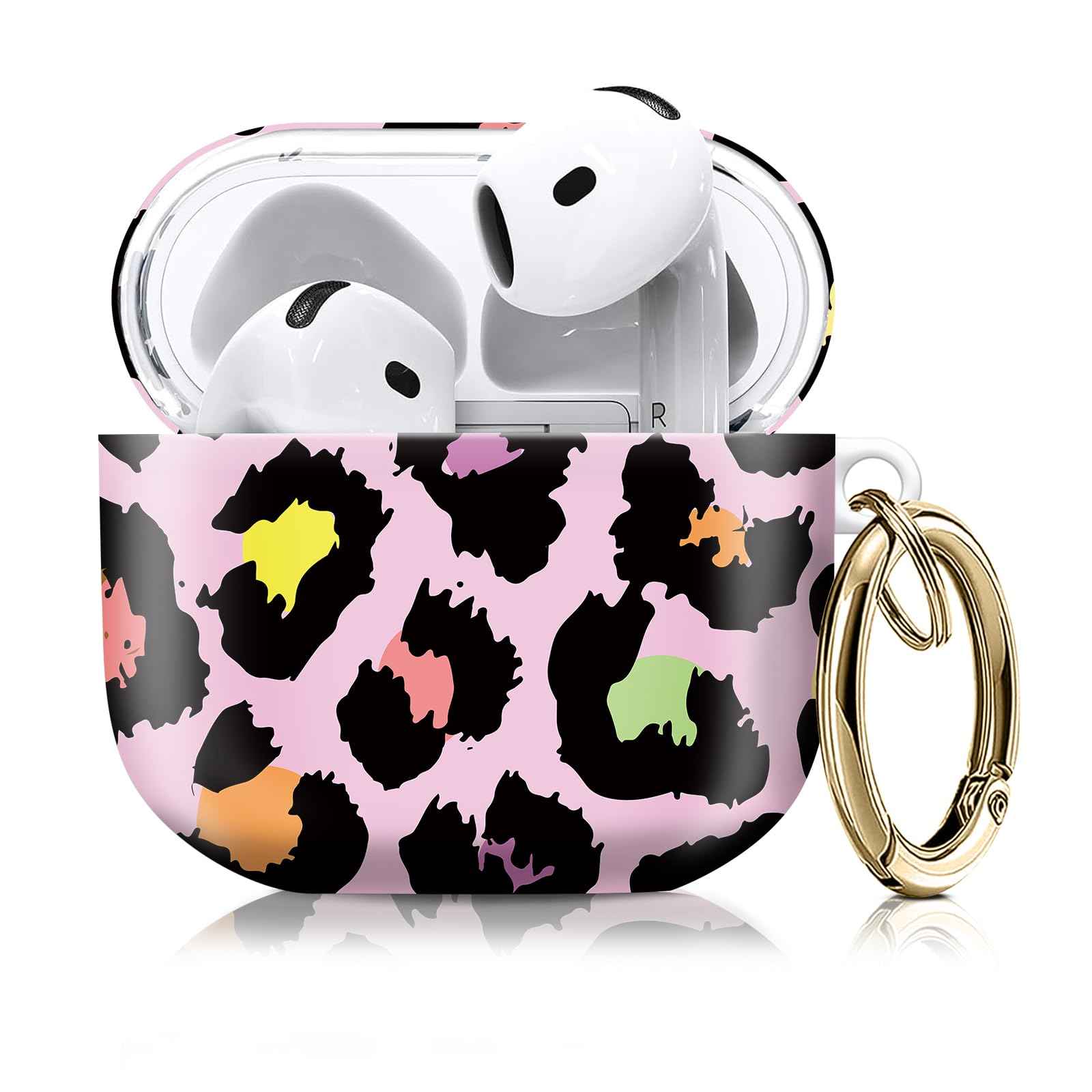 Compatible with AirPod 4th Generation Case Cover with Keychain, Full Protective Shockproof Wireless Headphone Case for Women Men Girl (Cute Colorful