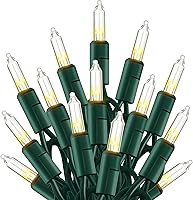 Vista 13 de TW SHINE Mini cadena de luces de Navidad, 20 pies, 100 unidades, incandescentes, mini luces de árbol de Navidad, impermeables, para exteriores