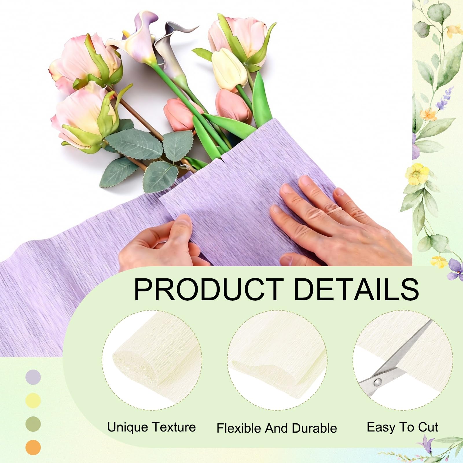QUARKZMAN 3 Rouleaux De Papier Crêpe 19 x 98 Pouces Streamer Fleur Blanc