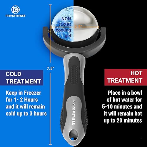 Miniatura 4 de PRIME Fitness Bola de rodillo de hielo con asa  Bola de rodillo de masaje frío  Terapia de frío  Cryo Stick  Alivia el dolor muscular  Palo de