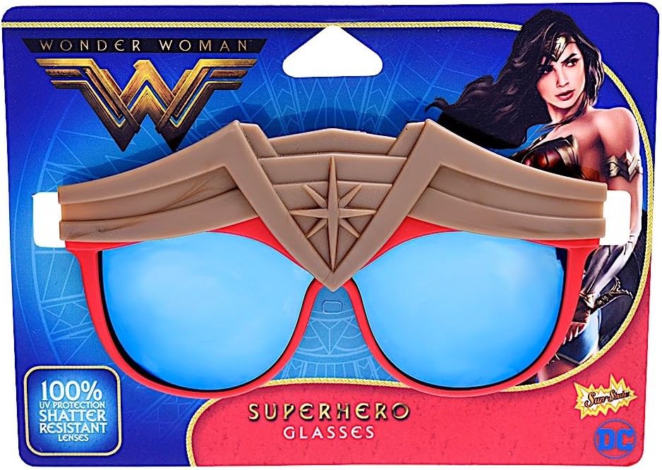 Sun-Staches Costume Sunglasses Wonder Woman Super Hero Party Favors UV400, Gold, Red : Clothing, Shoes & Jewelry