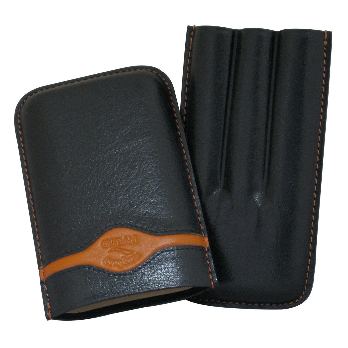 Cuban Crafters New 3 Finger Cigar Cases Turino Sport Black Saddle Leather