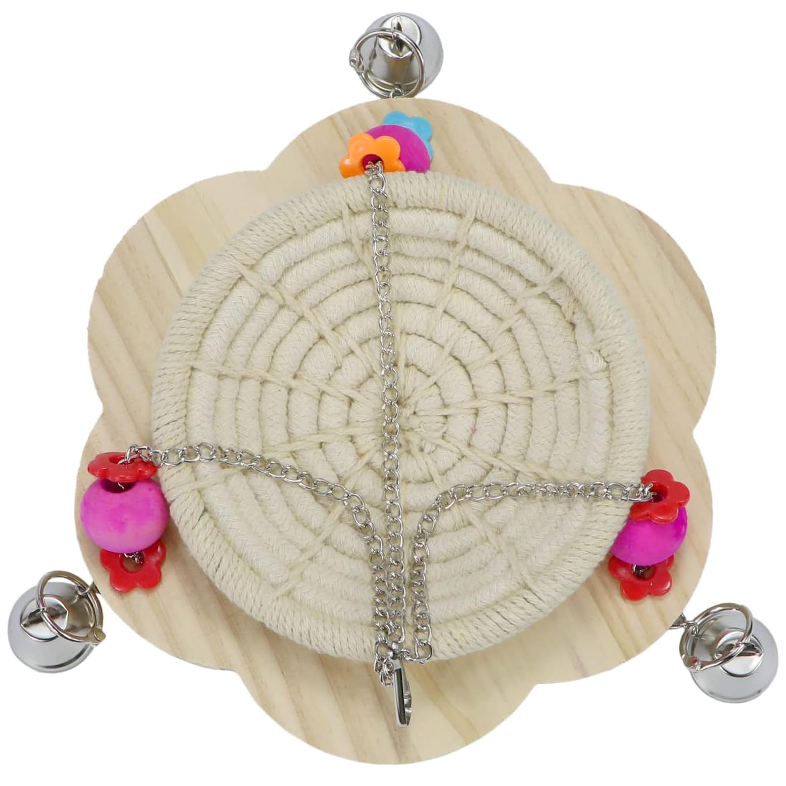 Boutihao Parrot BirdNest, Cotton Bird House BirdNest, BirdParrot Toy, Hand Woven Nest Bed Swing with 3 Metal Bells - Image 3