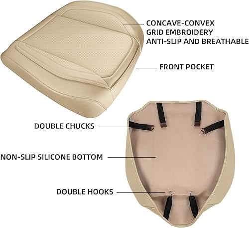 Miniatura 6 de CAPITAUTO Juego completo de fundas de asiento de automóvil, fundas de asiento de piel sintética para automóviles SUV, súper transpirables, borde de