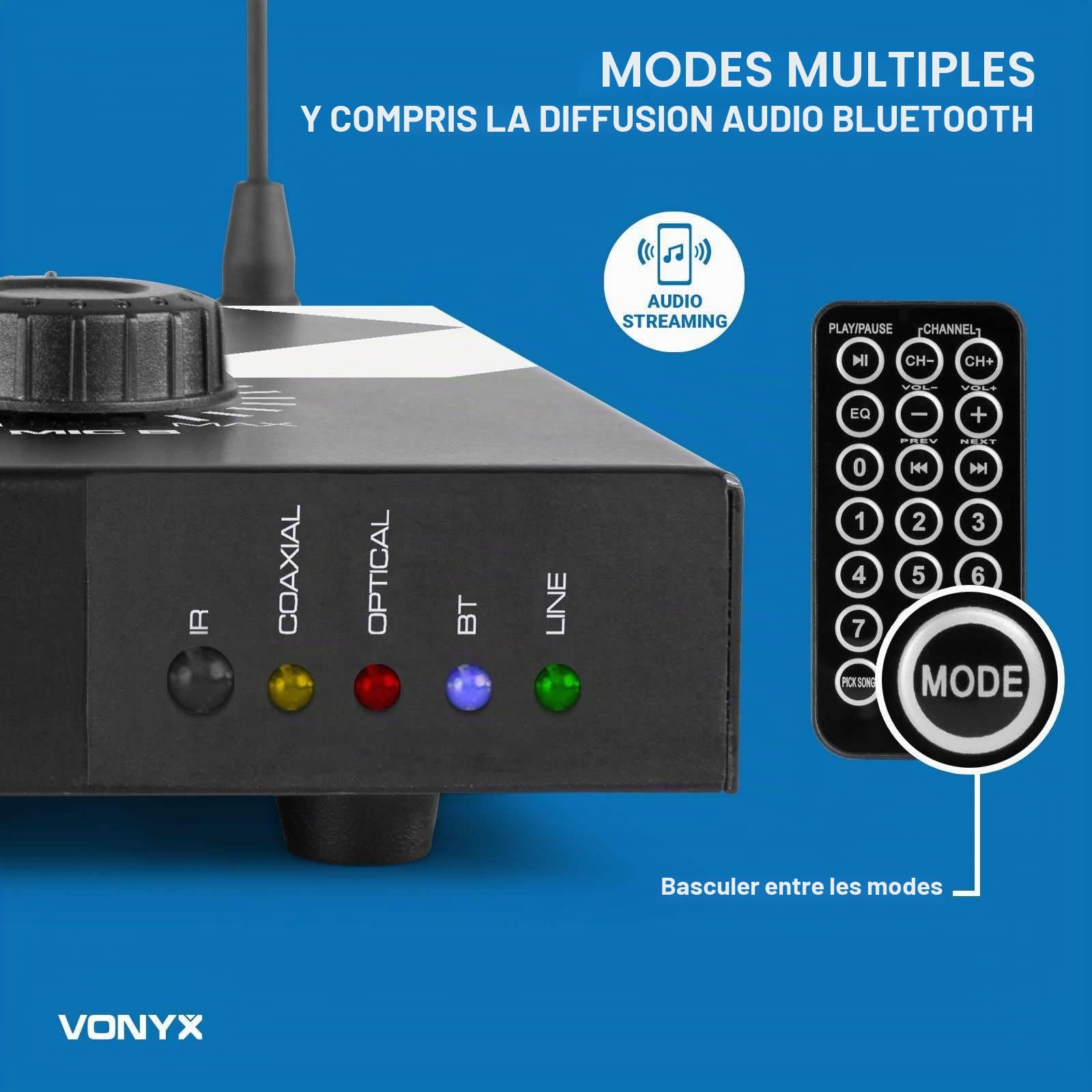 Vonyx AV510 Ensemble Karaoké Pro avec Microphones - Noir, Micro Karaoke, Micro sans Fil, Micro Bluetooth, Idéal pour Animer Les Karaokés Lors de Vos Soirées afin de Profiter d'un Son de Qualité