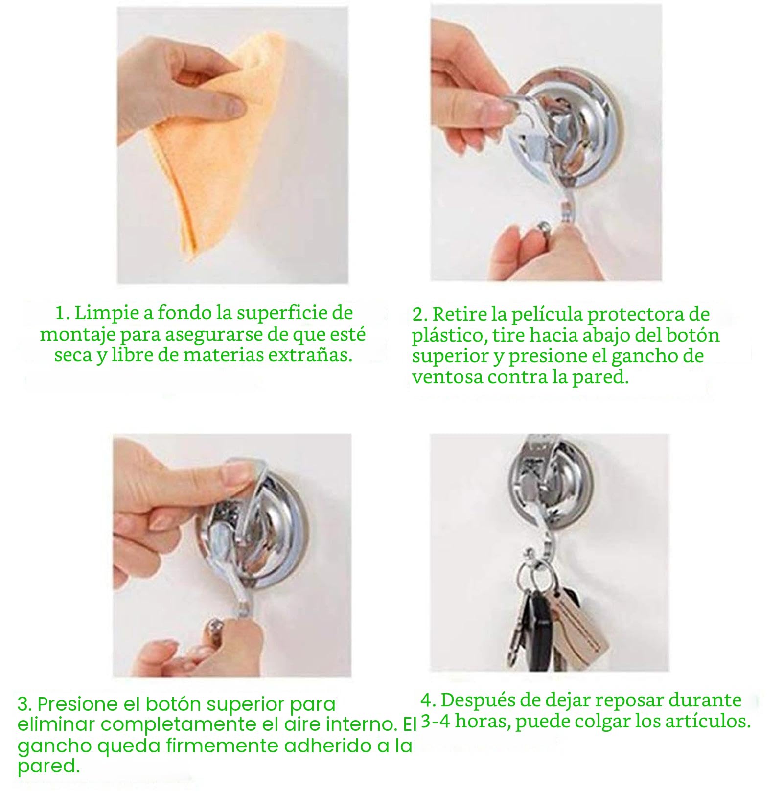 2 Piezas Ganchos Ventosa de Vacio Fuerte Sin Agujeros Ganchos de Succión Plástico Pared Ganchos Colgador Ventosas para Colgar Toallas Cocina Baño Ducha Puerta Ventana