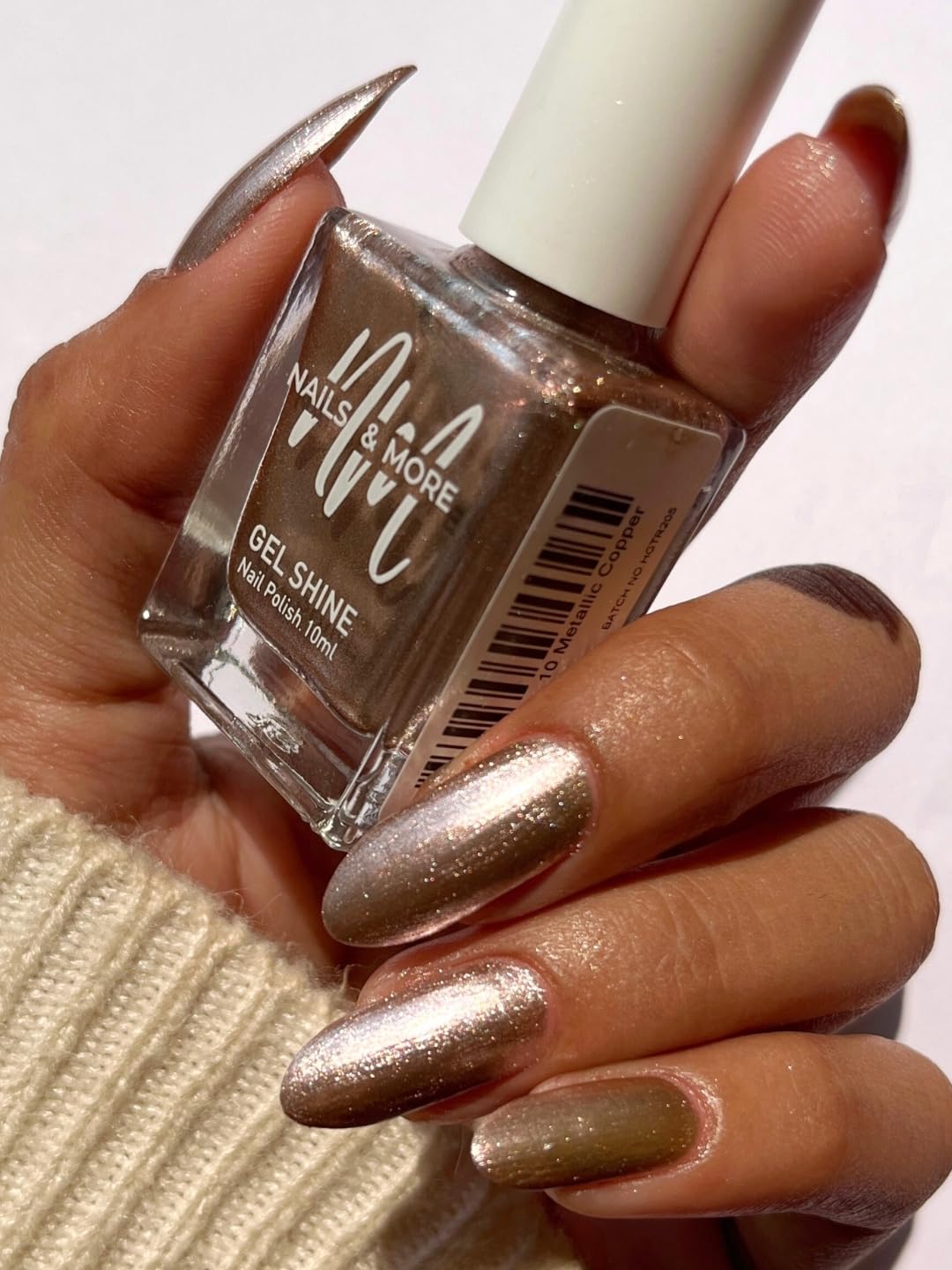 Nails & More Metallic Nail Polish – Argan Oil Infused Gel Shine Enamel | 7 Stunning Shades to Choose From or Complete Set | Long-Lasting, Quick Dry, Chip-Resistant, Vegan & Cruelty-Free Nail Paint 10 Milliliters (10 Metallic Copper)-image-41