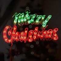 Vista 1 de Luces de Decoración de Feliz Navidad de 16 Pulgadas, Luces de Silueta para Ventana de Navidad, Lámpara de Letrero de Doble Cara para Decoraciones