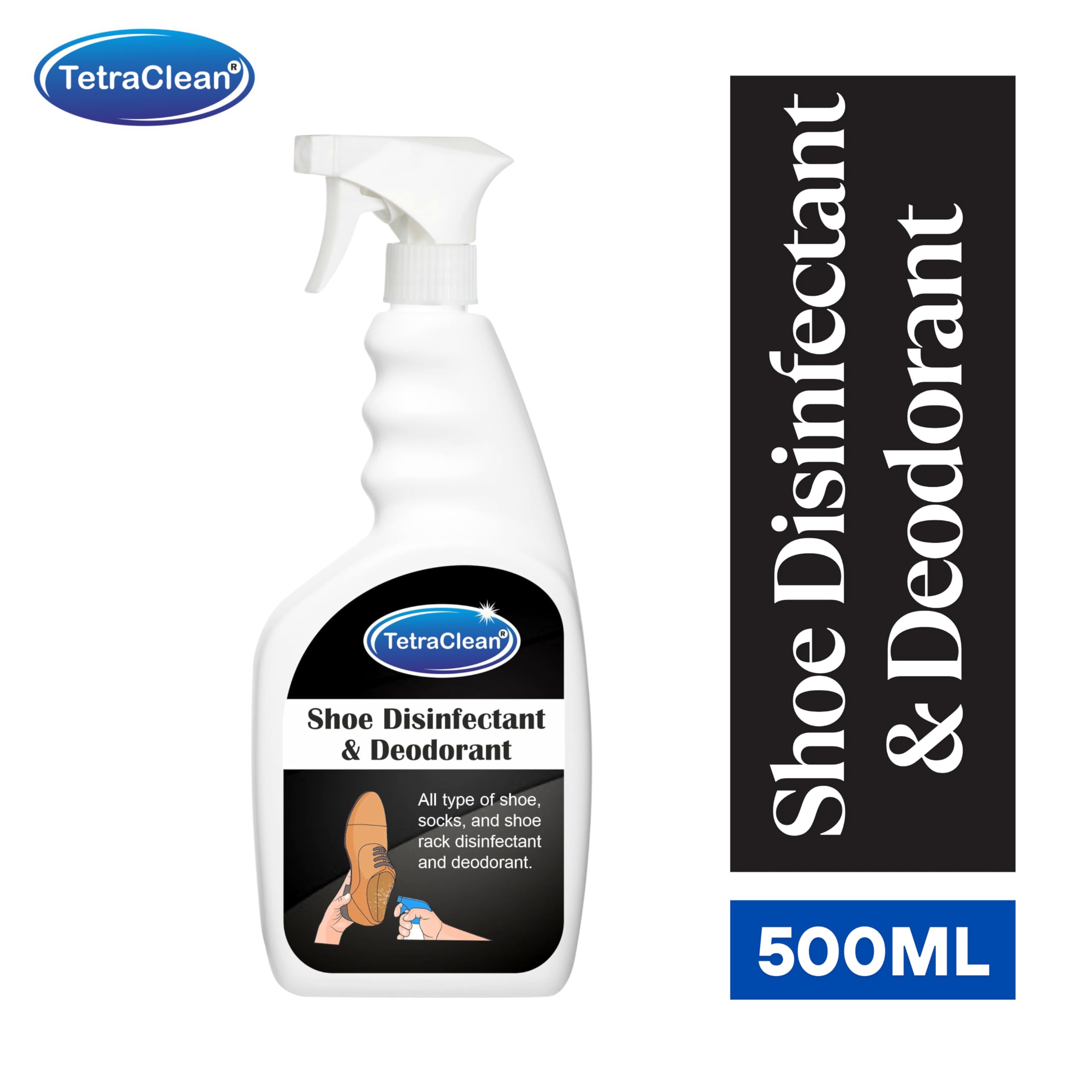 Tetraclean Deodorizer and Disinfectant Spray for All Types of Shoes, Socks and Shoe Racks | For Home & Commercial Use, (500 ML) 4