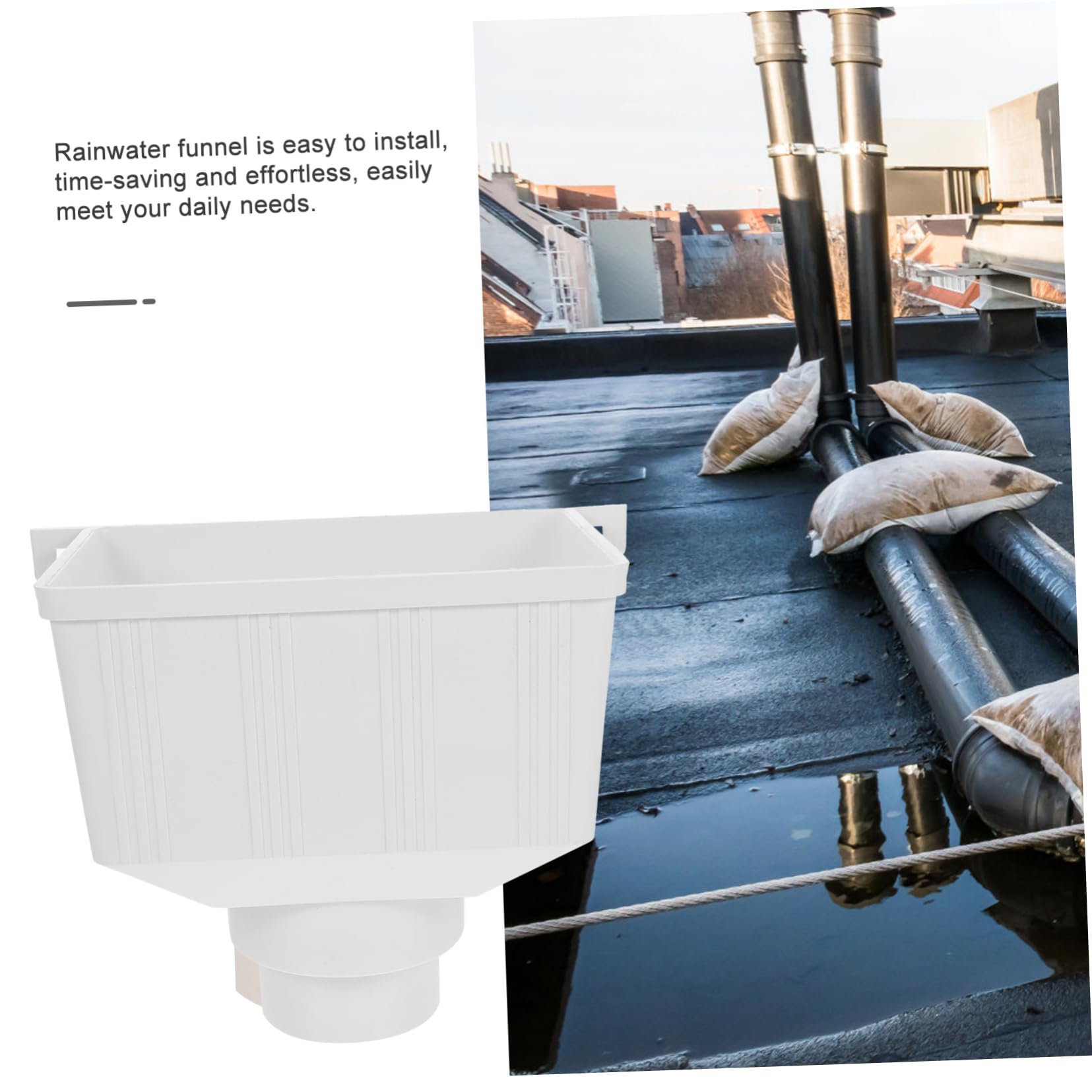 Desviador de Lluvia para Bajante PVC, Plástico Blanco, Instalación Fácil