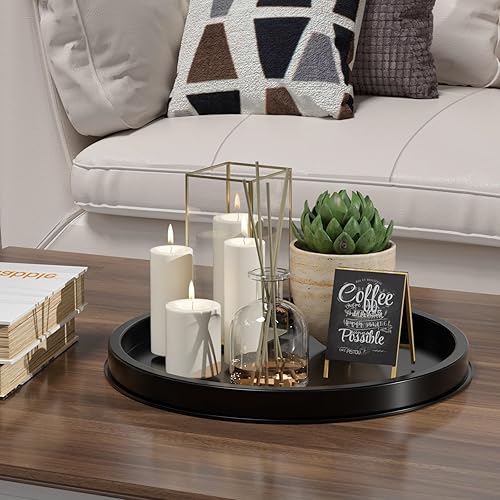 Miniatura 3 de HGF Bandeja decorativa para mesa auxiliar, bandejas redondas de metal ligero de 13 pulgadas para fregadero de cocina, organizador de mesa de centro