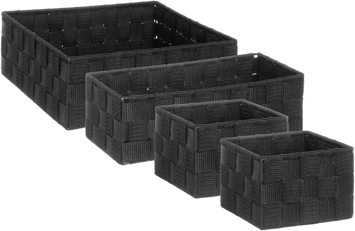 Five Set of 4 Woven Baskets Lise Black