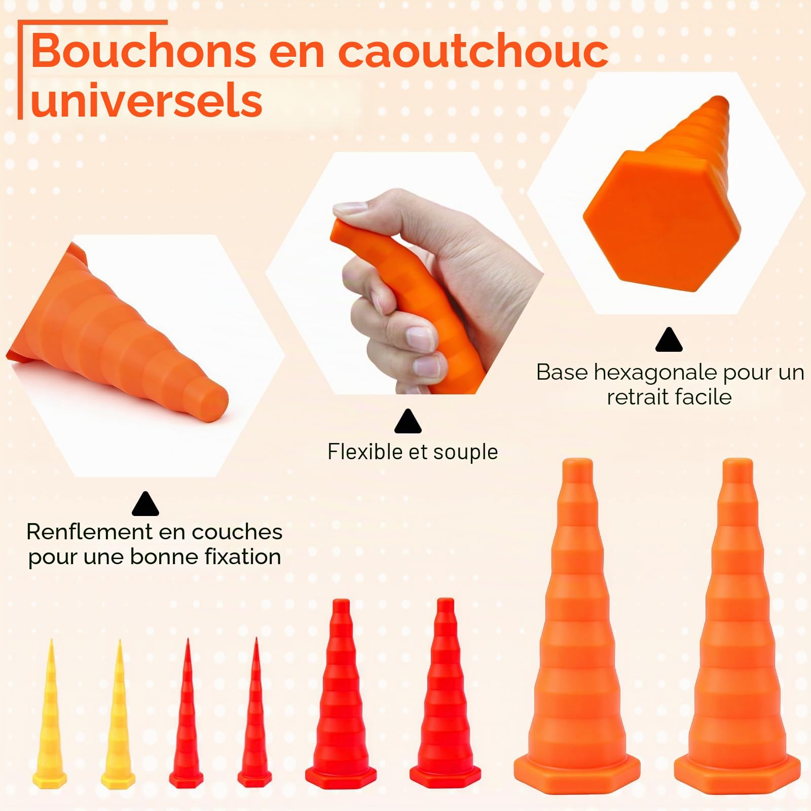 22PCS Bouchons de Service D'huile Hydraulique, Kit Assorti de Bouchons Coniques en Caoutchouc Silicone pour Canalisations, Irrigation, Conduites D'huile, Prévention des Fuites