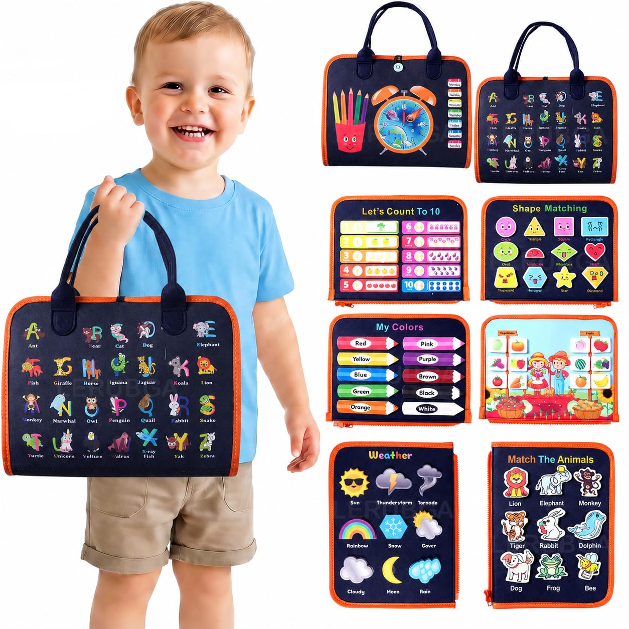12 in 1 Toddler Busy Binder Learning Educational Board for Kids Sensory Board Preschool Education Learning Fine Motor Skills Montessori Busy Board Educational Busy Book for Learning — Amazon image 10
