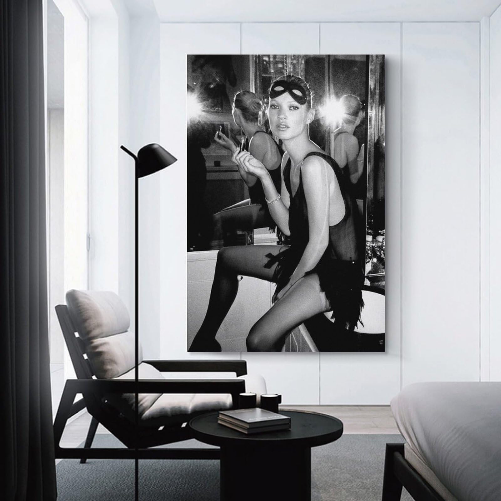 アート・デザイン・音楽 W STORIES by STEFANO TONCHI KATE MOSS SINUJE Kate Moss Fashion Black And White Poster Canvas Wall Art