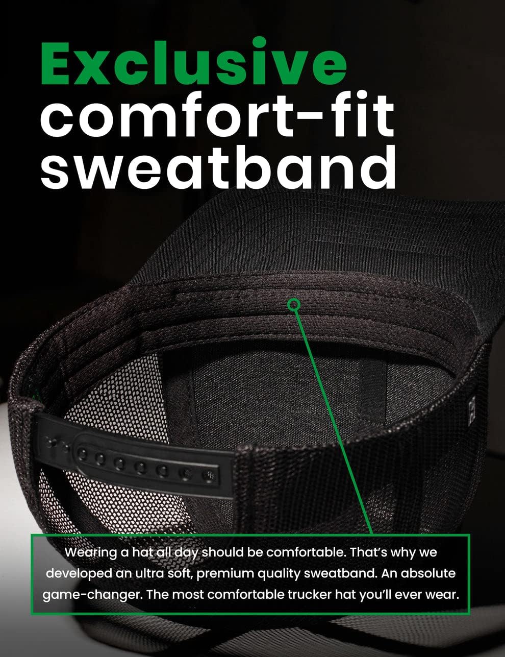 HAKA State City Trucker Hat for Men & Women, Adjustable Baseball Hat, Mesh Snapback, Sturdy Outdoor Black Golf Hat - Image 3