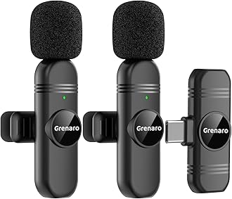 GRENARO Wireless Mic for Youtubers, Noise Cancellation S9 Wireless Microphone for Video Recording, Live Streaming, Mic Wireless for Type-C Ports Devices, 30M Range (Dual Channel Type-C Port Version)