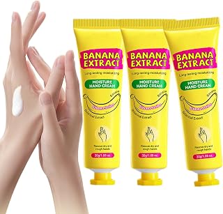 Soelegant Banana Hand Cream Gifts Set for Women, Moisturizing Hand Cream for Dry Cracked Hands, Mini Travel Hand Cream with Ceramide, Nourishing Hand Lotion Trio for Smooth Soft Hands 3 Pack 30g