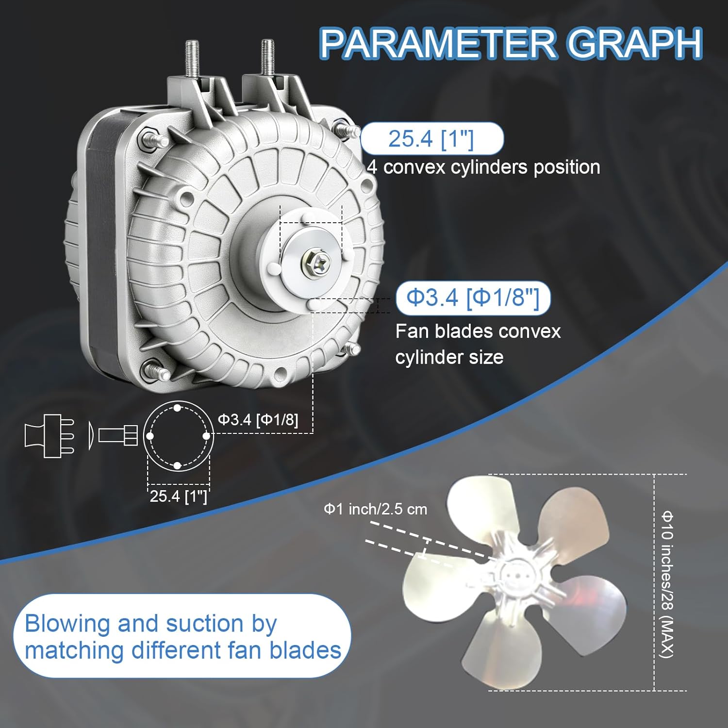 YZF10-20 Fan AC Motor 120V 10 / 55W 0.8A 60Hz Shaded Pole Condenser Motor Replace for Atosa Avantco Refrigeration Equipment Radiator Evaporator Freezer, Small Ventilation Equipment 1550rpm