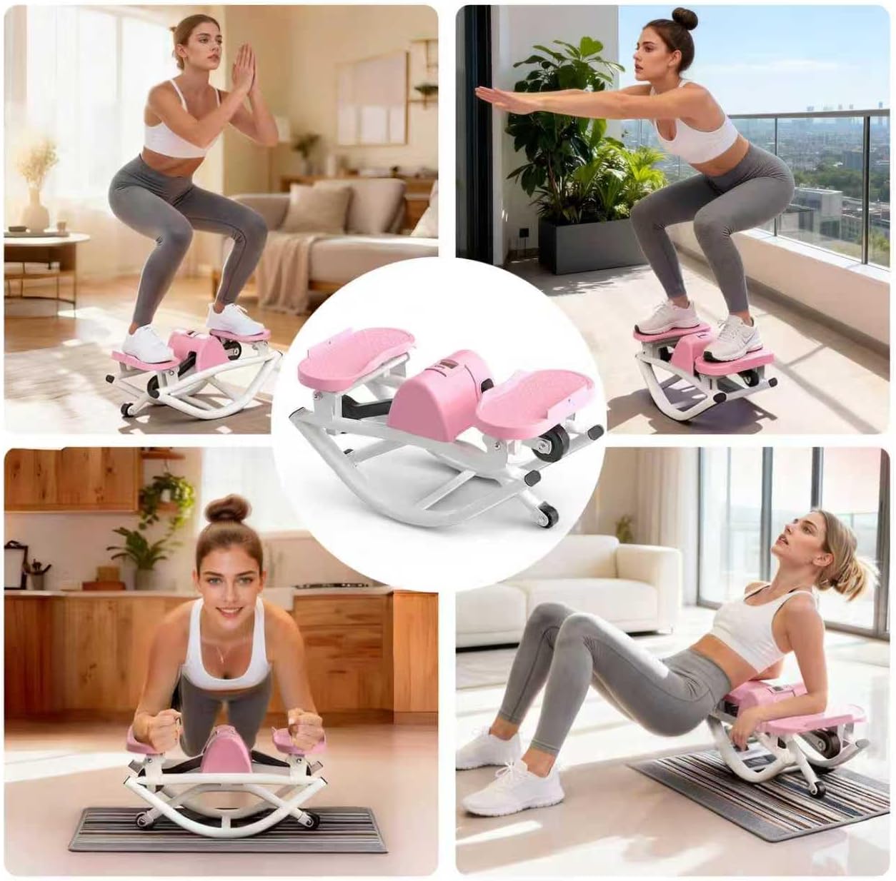 Rock Stepper for Exercise at Home, Lateral Rocking Stepper with Digital Counter & Resistance Bands, 250LBS Weight Capacity & Low Impact, Ski Machine Full Body Workout Equipment