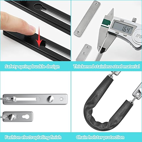 Miniatura 4 de Cerradura de cadena de puerta, cerradura de puerta de cadena, pestillo de puerta, cerraduras de seguridad con tornillos, protector de puerta de