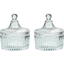 2 Pack Big Size Candle Holders with Lids,Body Powder Container,Candy Glass Storage, Jar Dishes with Lids, Wedding Candy Buffet Jars, Food Containers, Decorative Jewelry Box 2, Clear