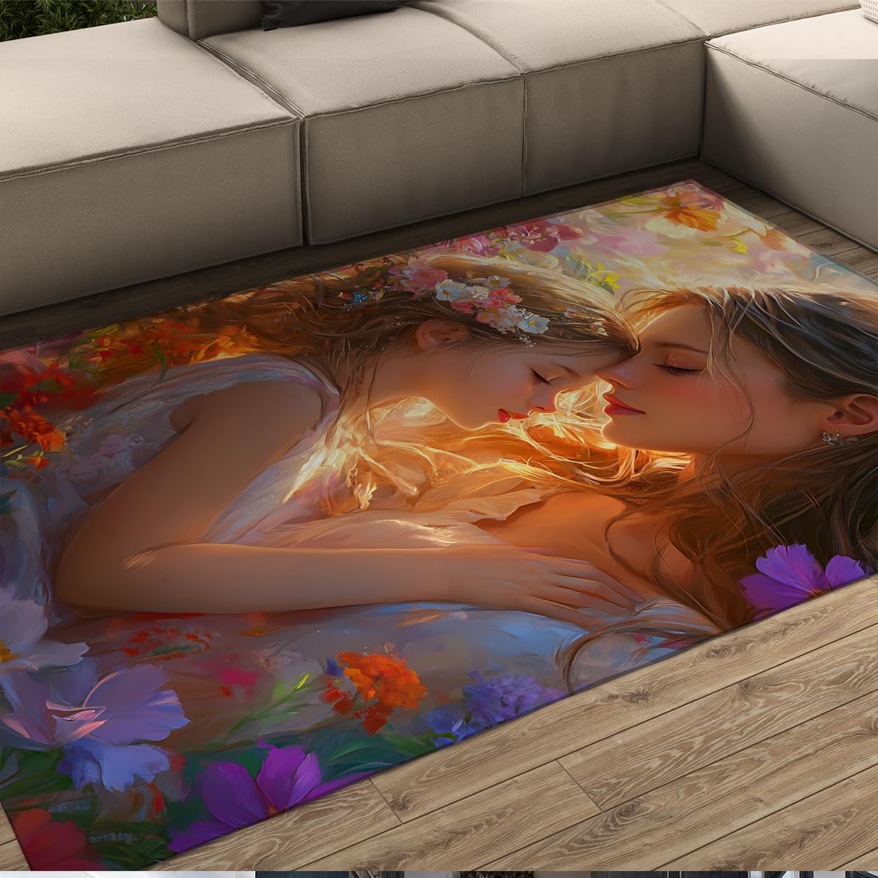 Tappeto in area soggiorno 140x200cm Moderno lavabile morbido sottile per la Festa della Mamma tappeto interno per camera da letto sala da pranzo nursery madre figlia abbraccio