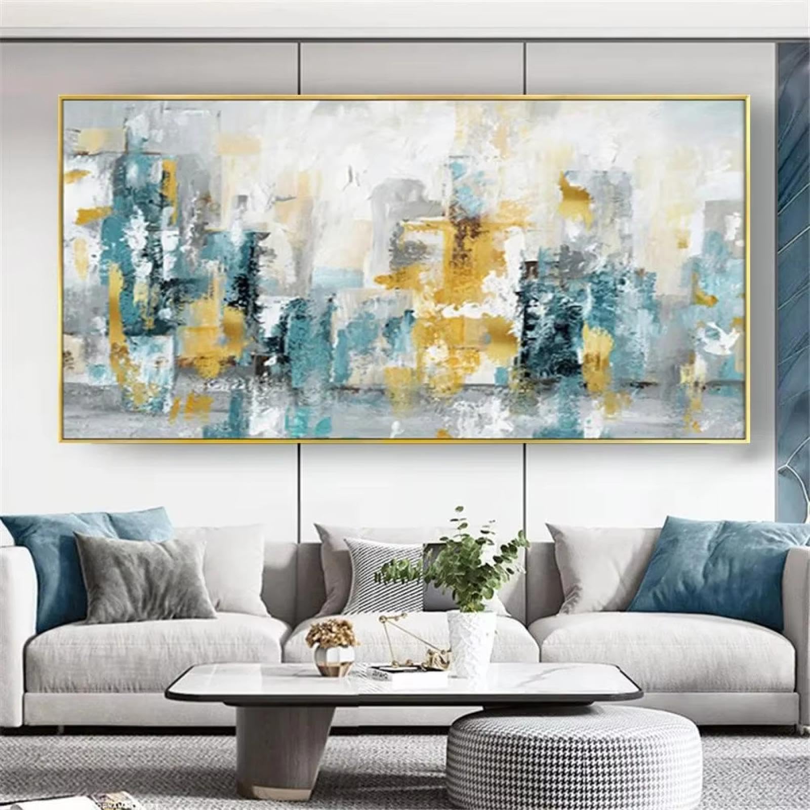 Impression encadrée sur toile abstraite salon moderne 20x45cm - 6