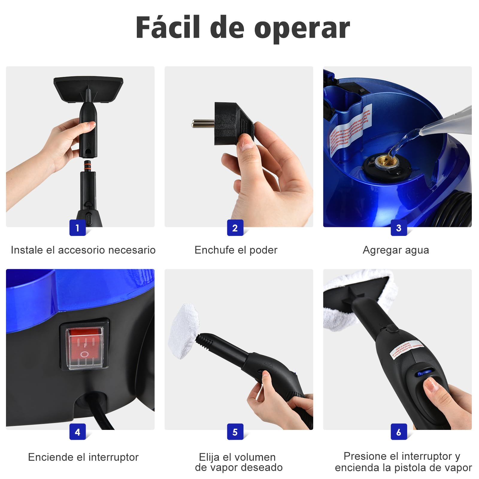 COSTWAY Limpiadora de Vapor 2000W, Vaporeta de Mano con 18 Accesorios, 4 Bar / 1,5L Tank/hasta 108°C/LED, Vaporizador con Cierre de Seguridad para Niños para Alfombra, Piso (Azul)