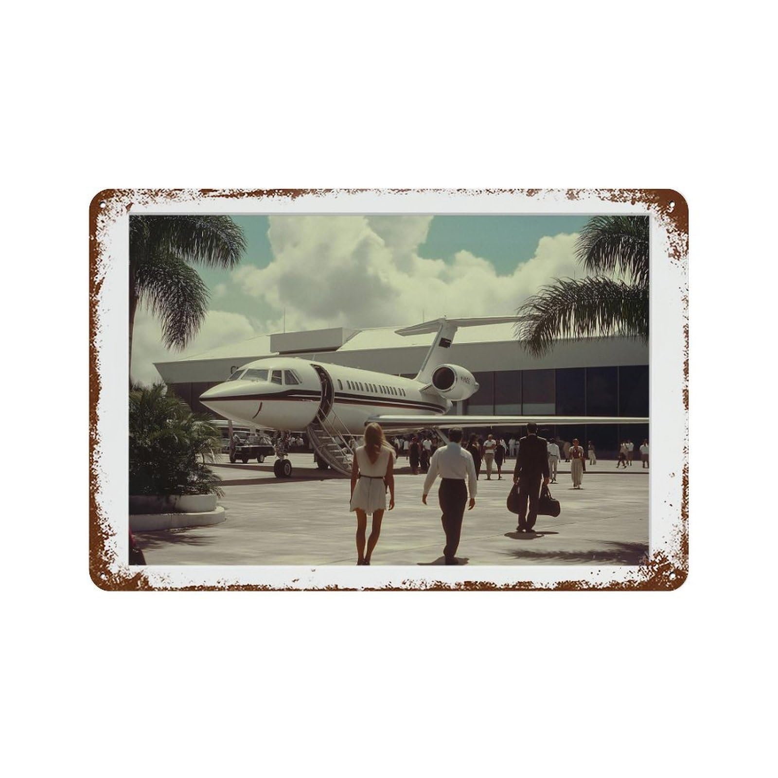 xiaoxiaoshen Jet at Airport, Photography S Wall Decor Art Metal Tin Poster Modern Home Decor Art Home Bar Shop Decorations Vintage Sign 20x30cm